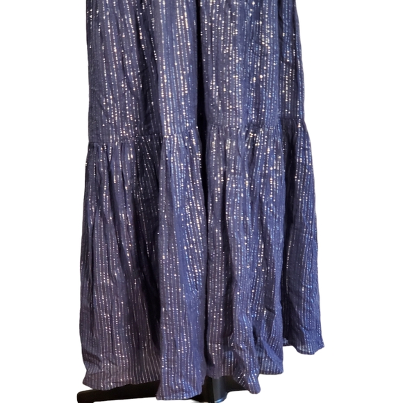 Apiece Apart Nissi Blue Metallic Tiered Maxi Halter Dress Small New With Tags - Picture 6 of 16